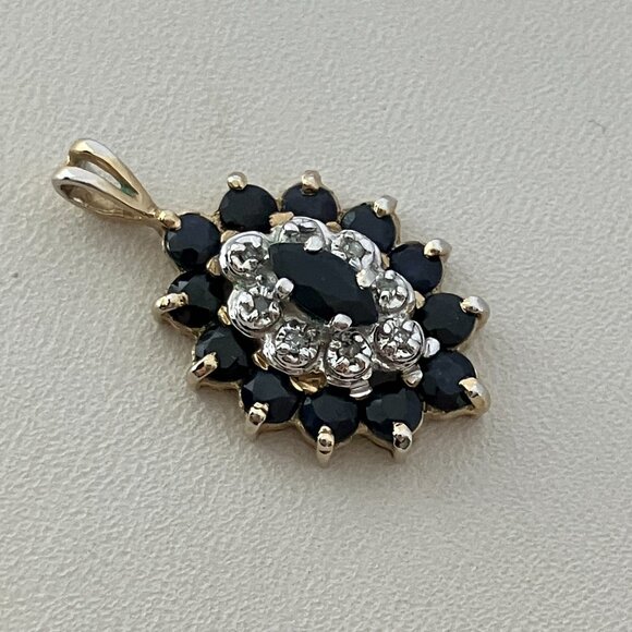 Real Diamonds and Sapphires 925 Sterling Silver Gold plated pendant. - Picture 3 of 7